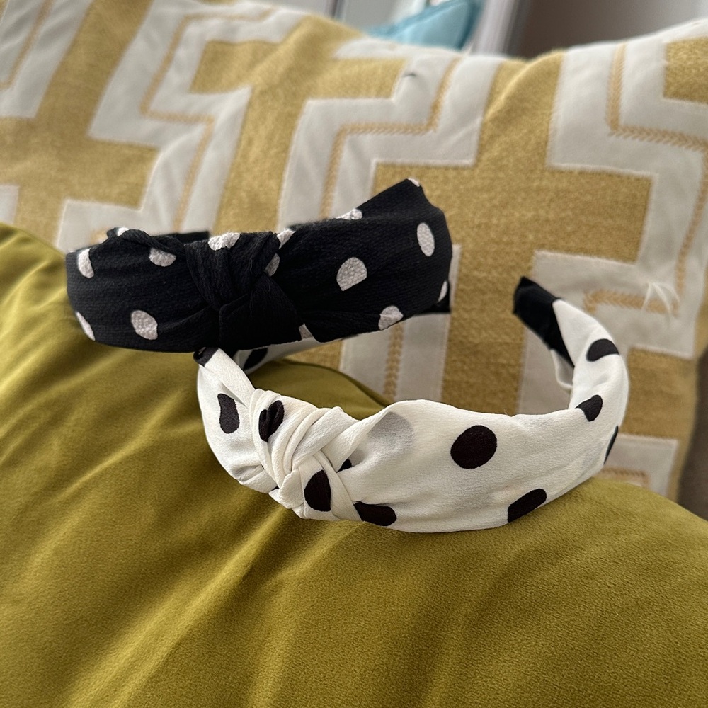 Polka Dot Headband Set - Black and White